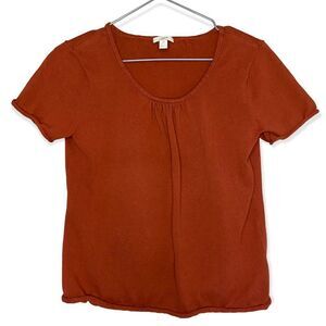 J. Jill Terracotta/Orange Scoop-Neck Rolled Hem T-Shirt Size Small Petite